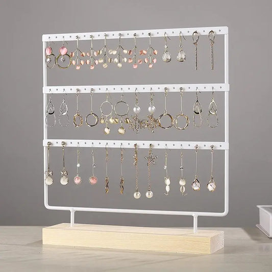 Multi-Layer Jewelry Storage Rack, Wood Base Earring Display Rack, Jewelry Holder Organizer, Jewelry Organizer for Home Office, Jewelry Storage Unit
